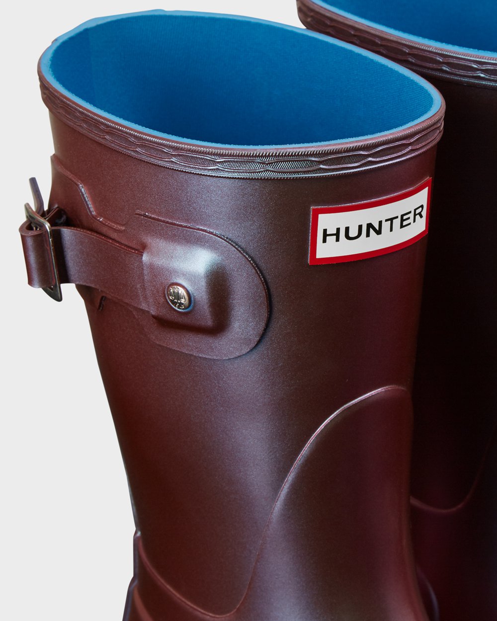 Womens Short Rain Boots - Hunter Original Nebula (35KGOFVED) - Blue